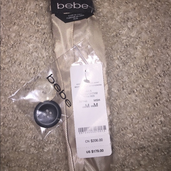 Bebe Jacket!! Oatmeal color w/ black trim - Picture 6 of 7